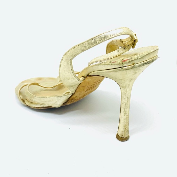 Jimmy Choo: Metallic Gold Lame & Leather, Sandals/ - Picture 13 of 16
